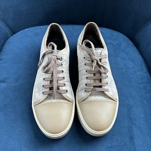 LANVIN Men’s Croc Embossed Cap Toe Sneakers Size 8